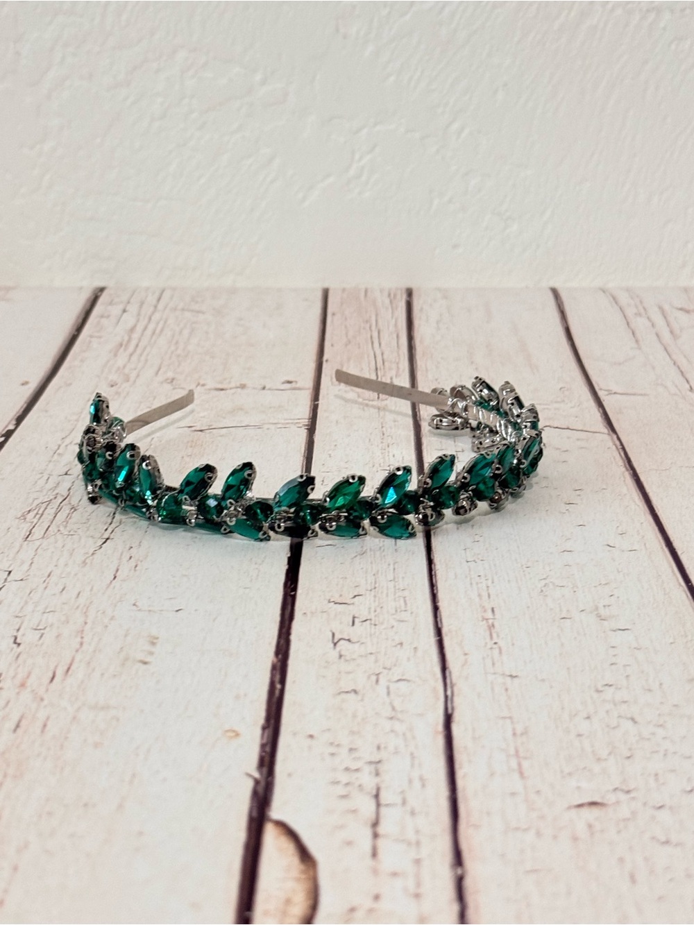 Emerald Crystal Leaf Headband - Women Accessories